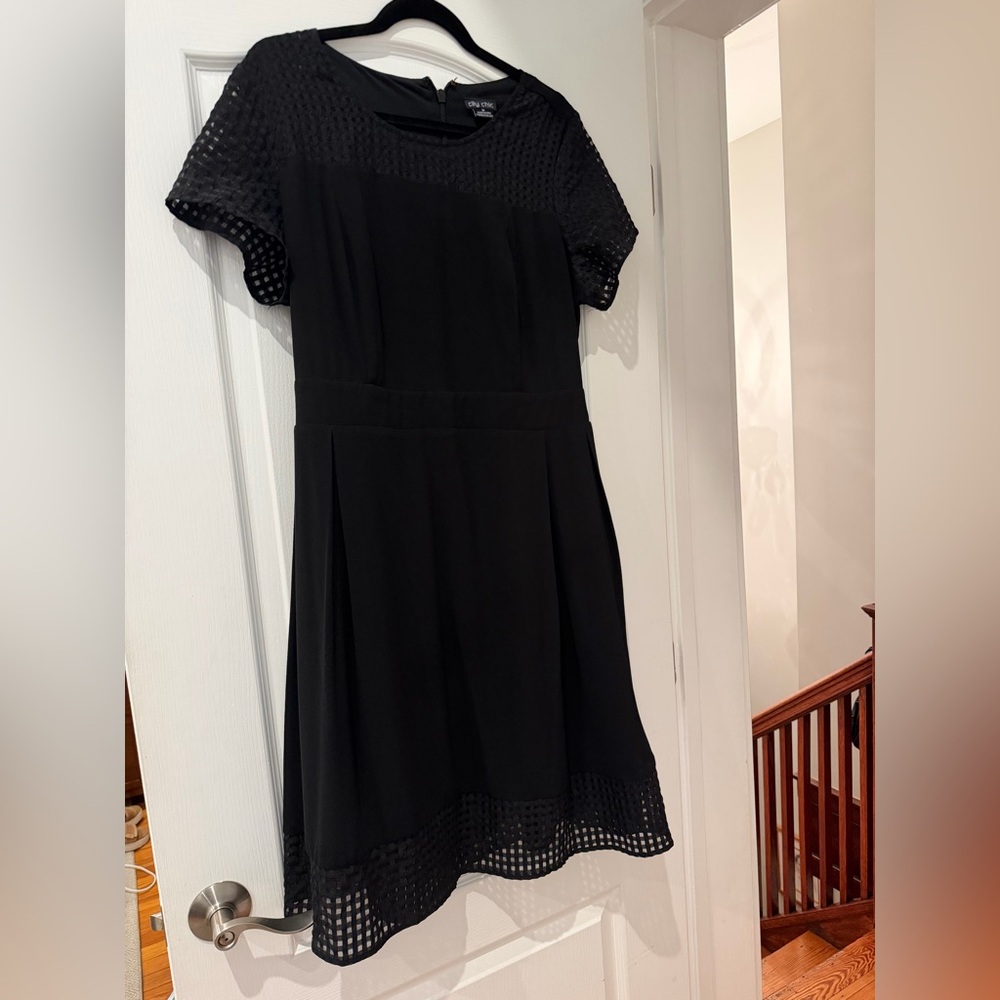 City Chic Black Midi Dress with Lattice Detail